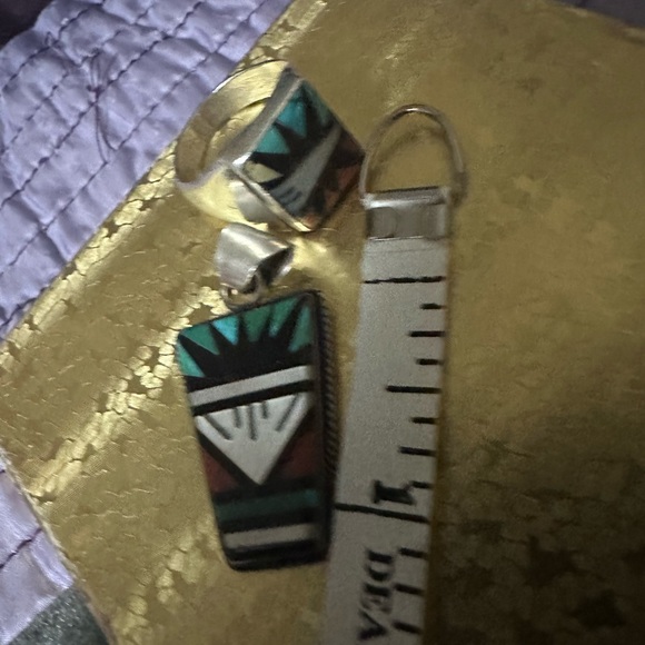 Zuni ring size 10 pendant ring sterling set - Picture 2 of 8